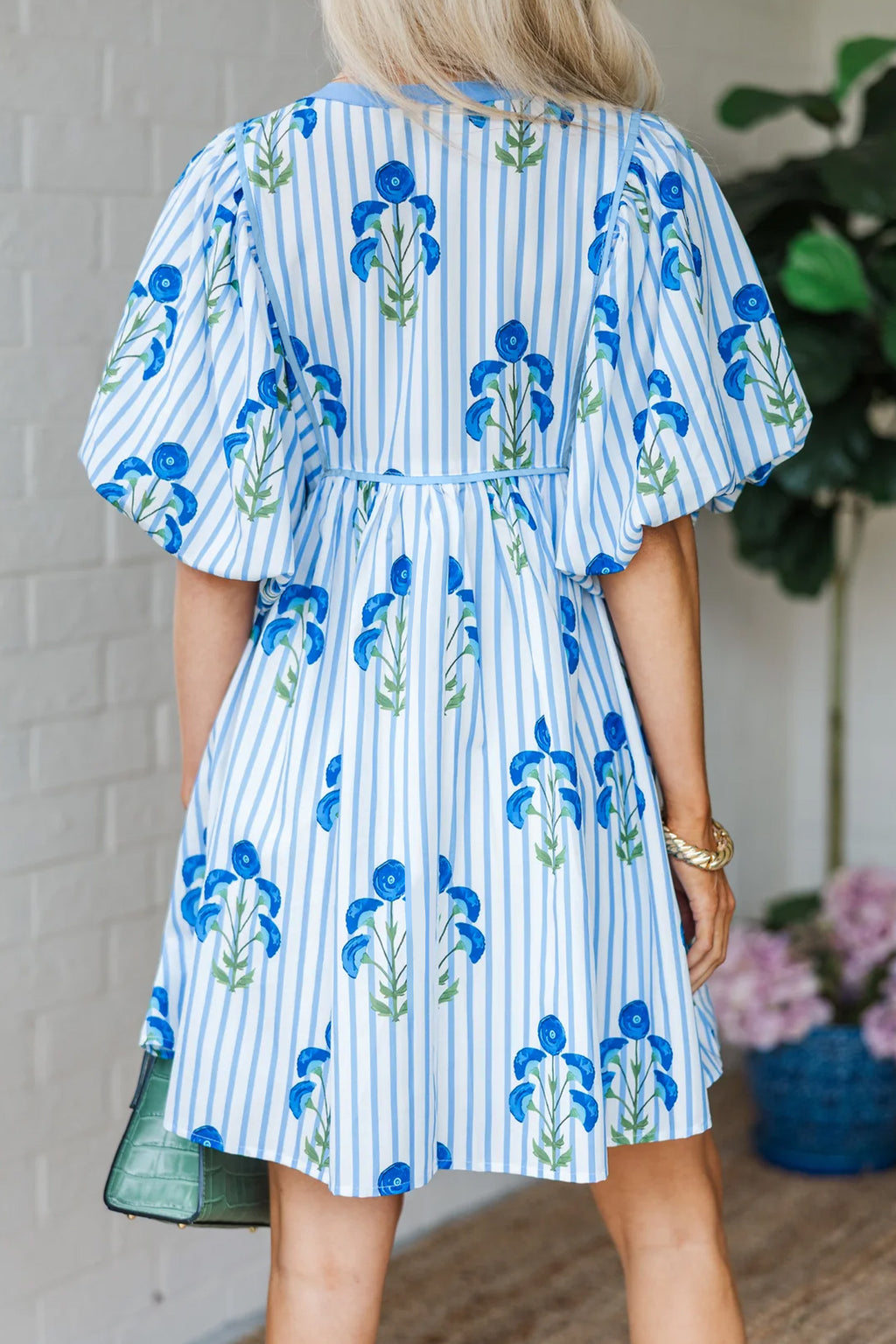 Floral Puff-Sleeve Mini Dress