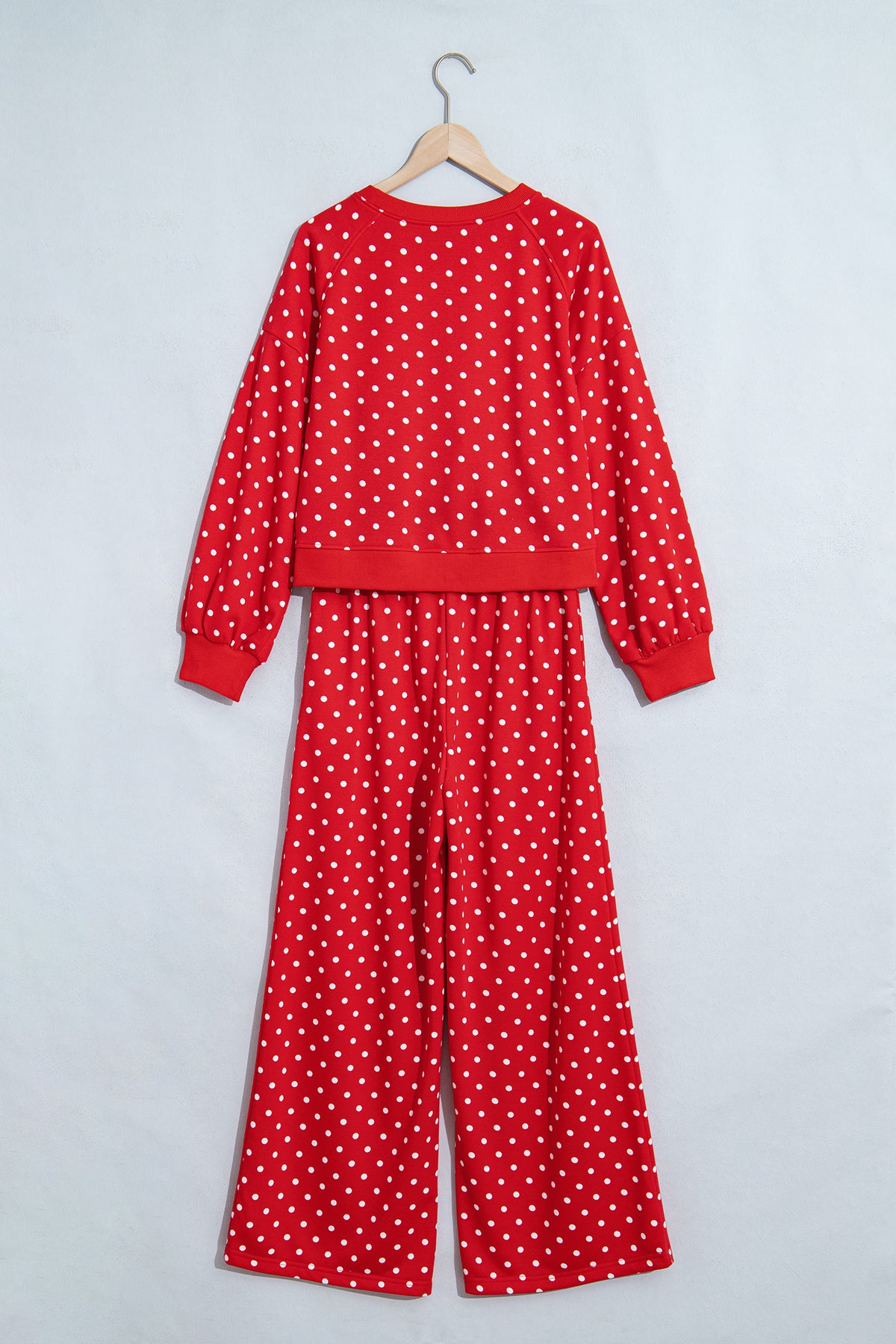 Polka Dot  Wide Leg Long Sleeve Set