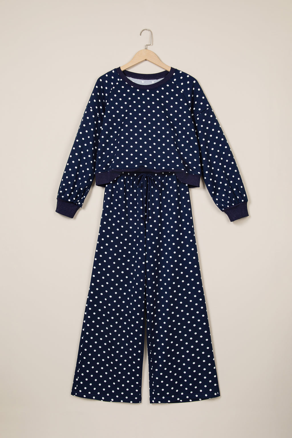 Polka Dot  Wide Leg Long Sleeve Set