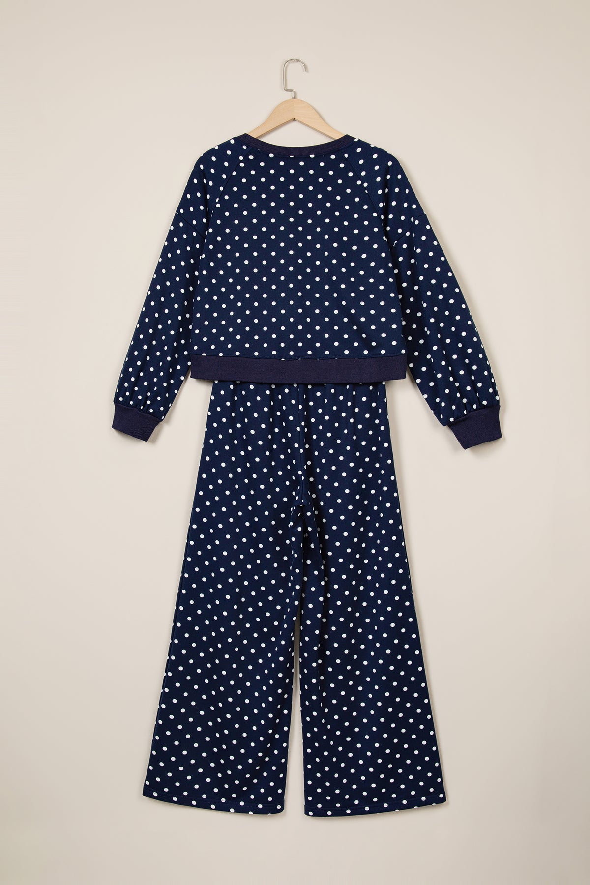 Polka Dot  Wide Leg Long Sleeve Set