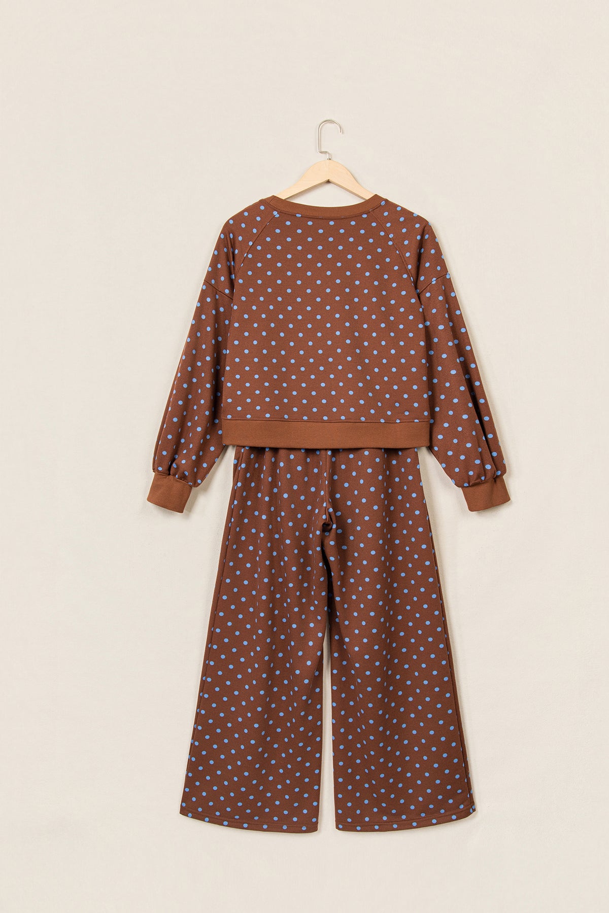 Polka Dot  Wide Leg Long Sleeve Set