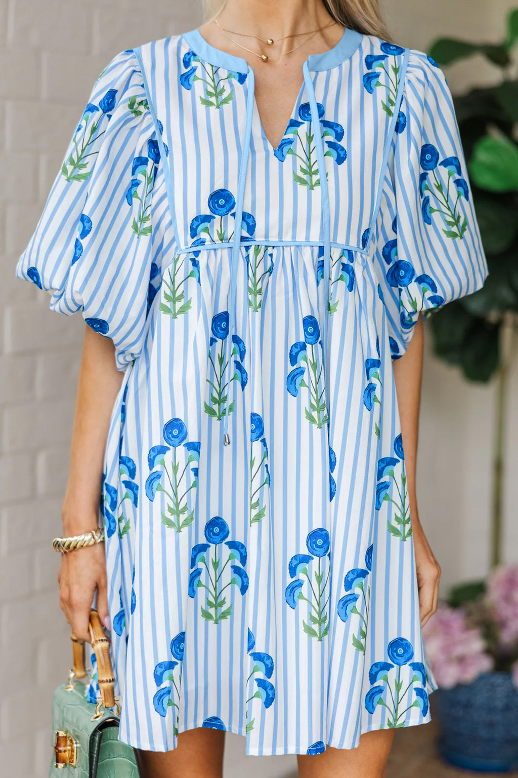 Floral Puff-Sleeve Mini Dress