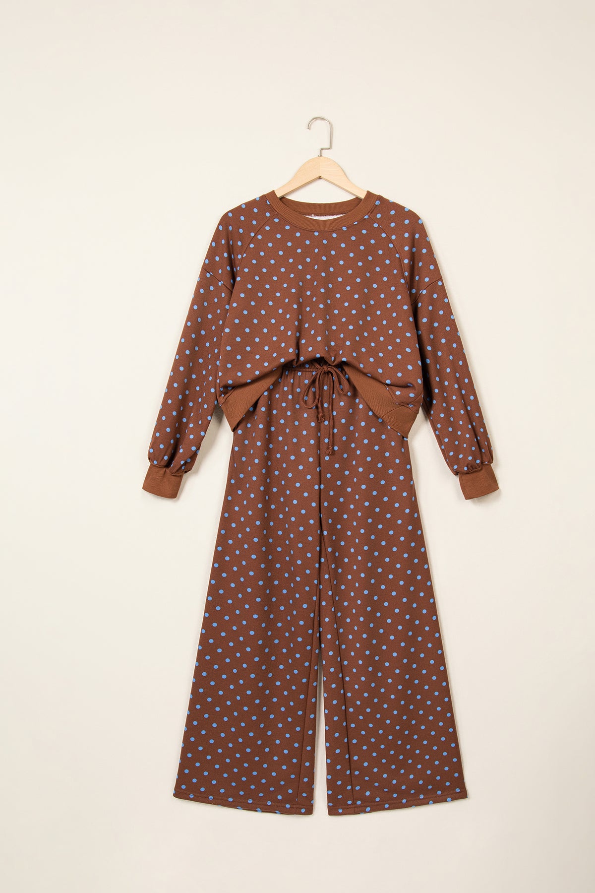 Polka Dot  Wide Leg Long Sleeve Set