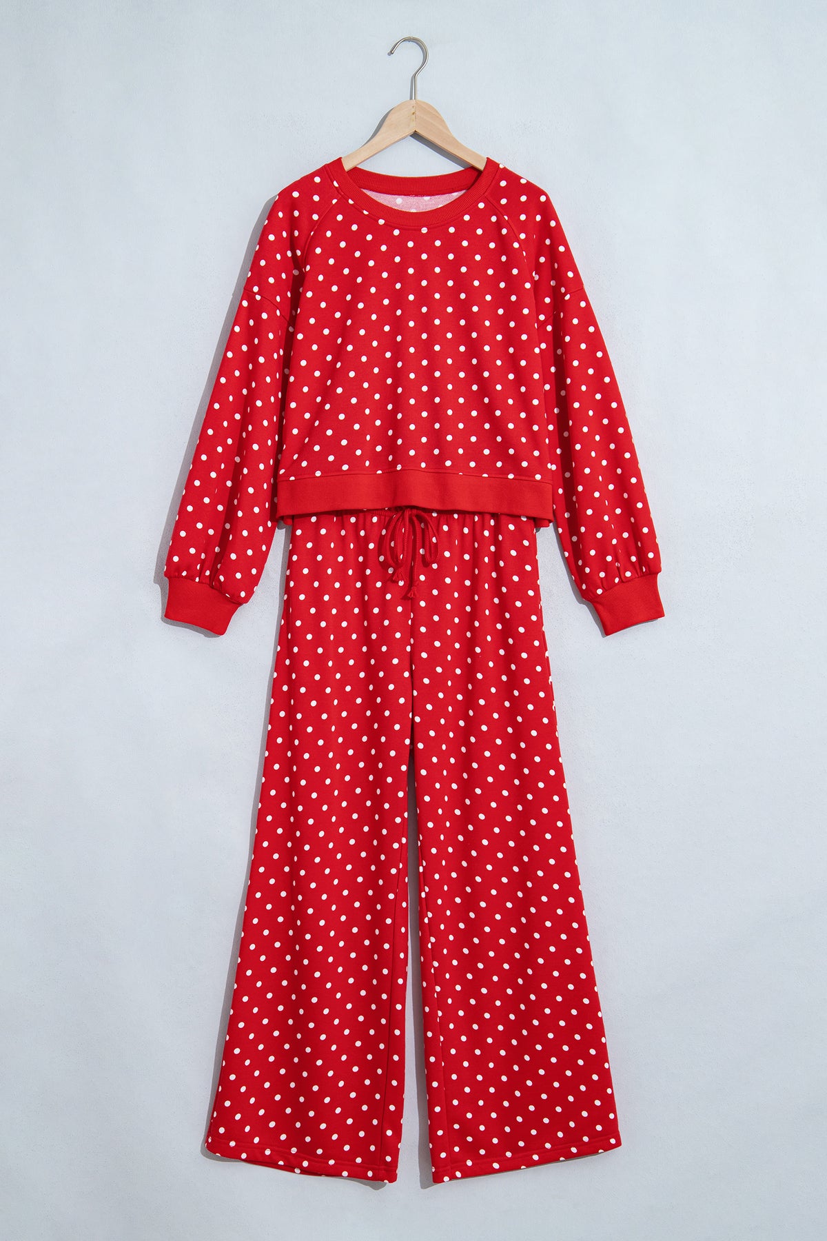Polka Dot  Wide Leg Long Sleeve Set