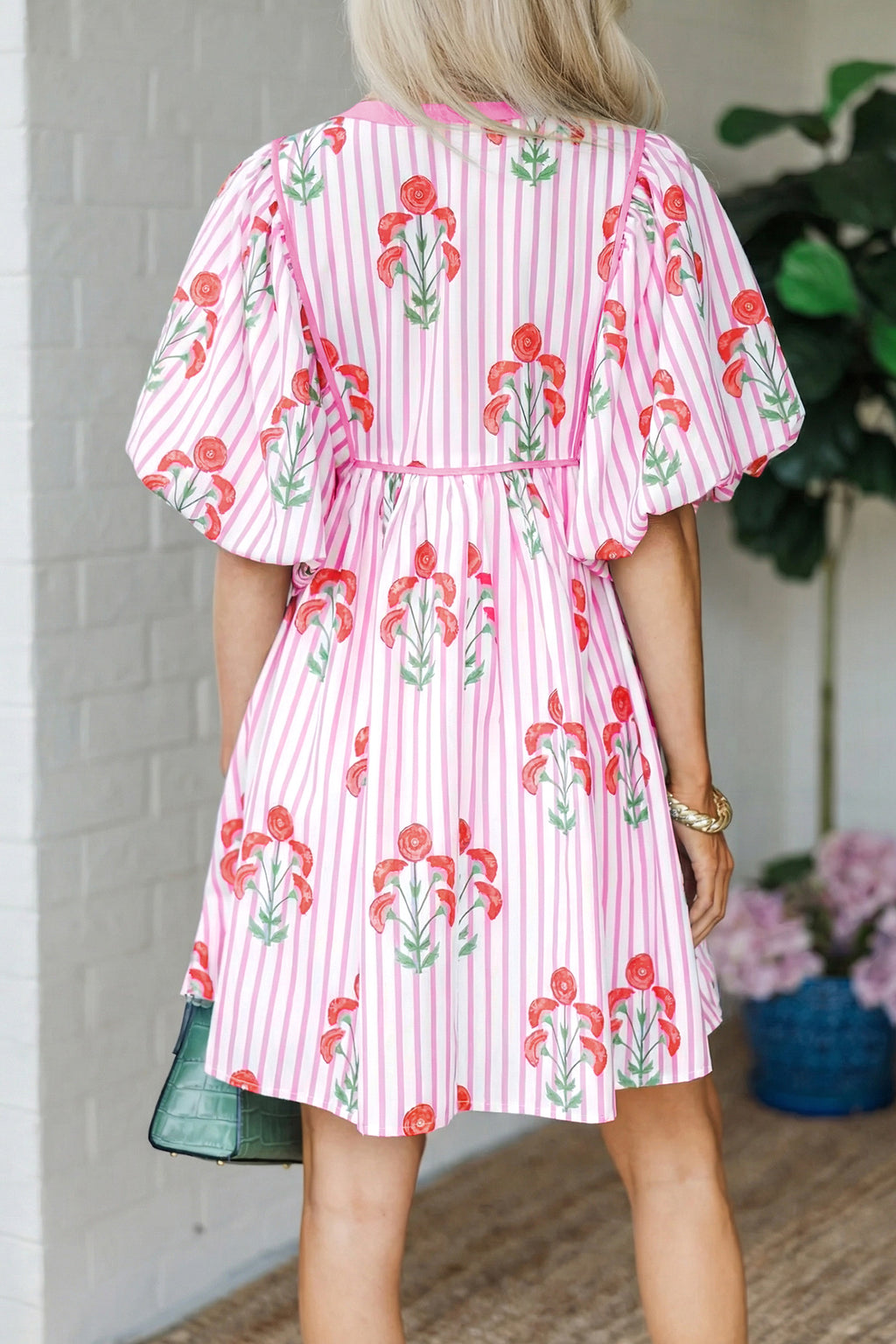 Floral Puff-Sleeve Mini Dress