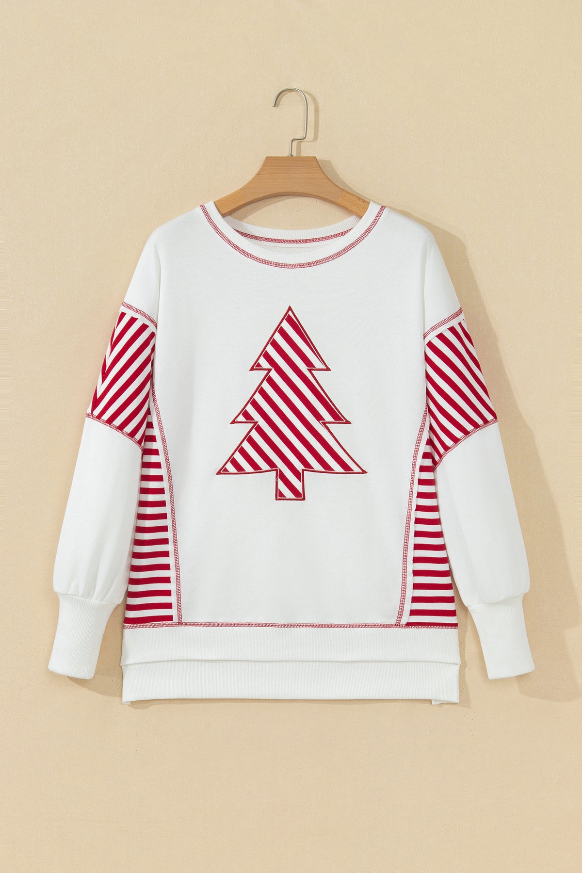Christmas Tree Patchwork Puff Sleeve Top